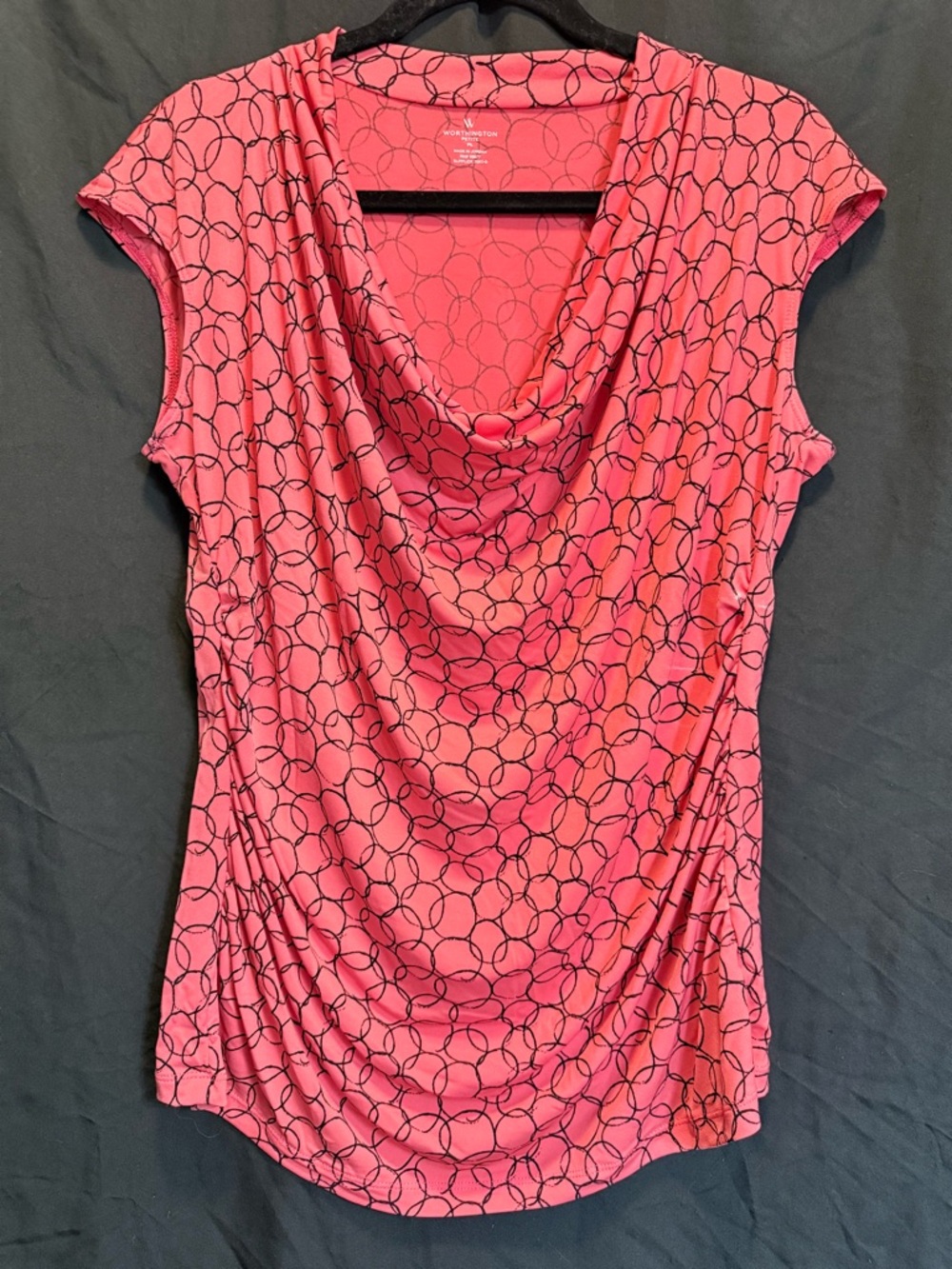 Worthington Women’s Coral Cowl Neck Cap Sleeve Top